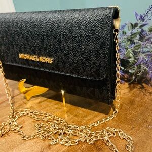 Michael Kors Jet Set Trifold Saffiano Leather Wallet with Chain
